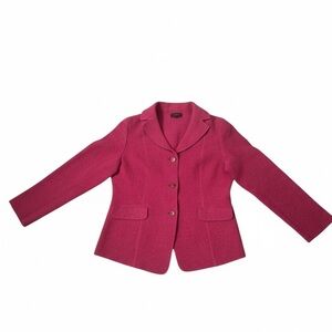 Land’s End Boiled Wool Blazer/Cardigan in Dark Pink